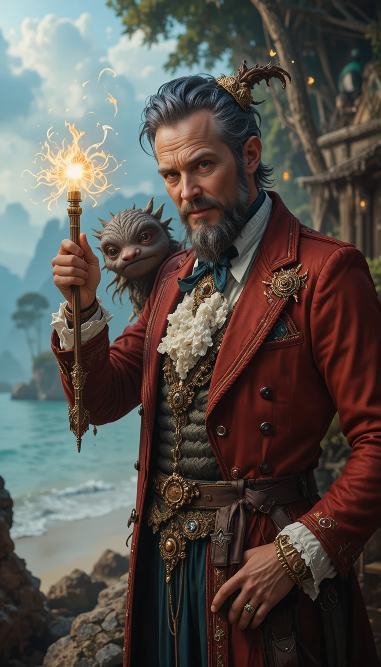 Mann, der auf einer geheimnisvollen Fantasy-Insel unmögliche Wünsche erfüllt