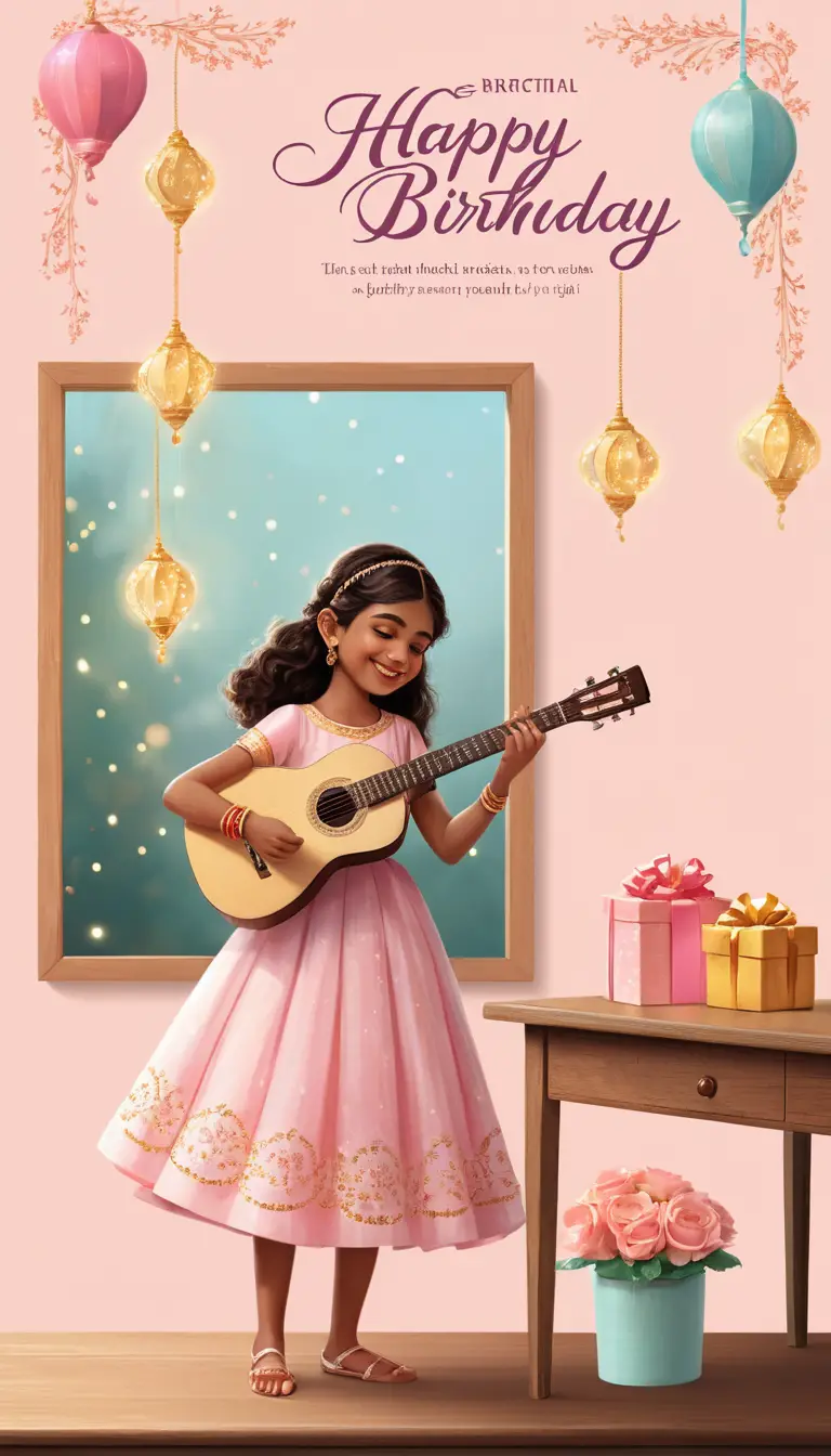 Pastel greeting card from Kanchan on a wooden desk