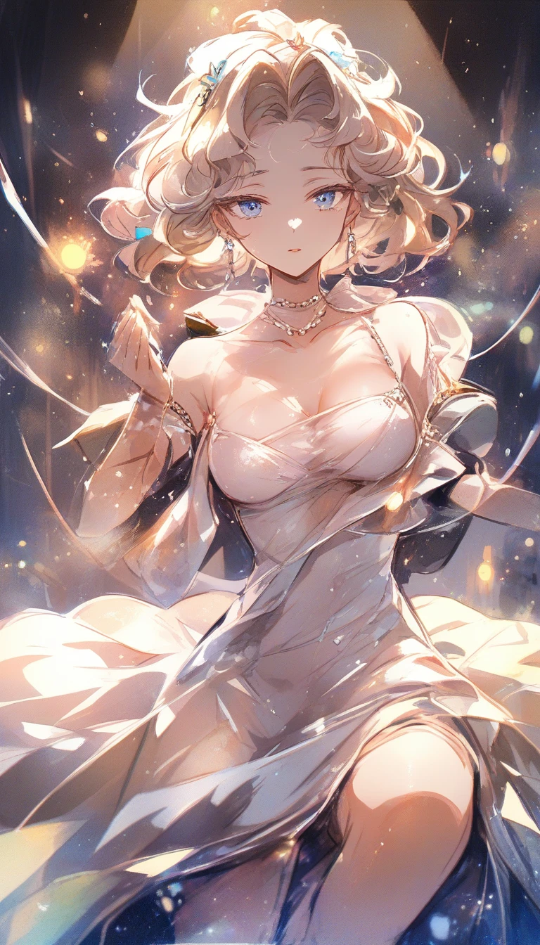 Erschöpfte Anime-Prinzessin tanzt auf schwach beleuchteter Bühne