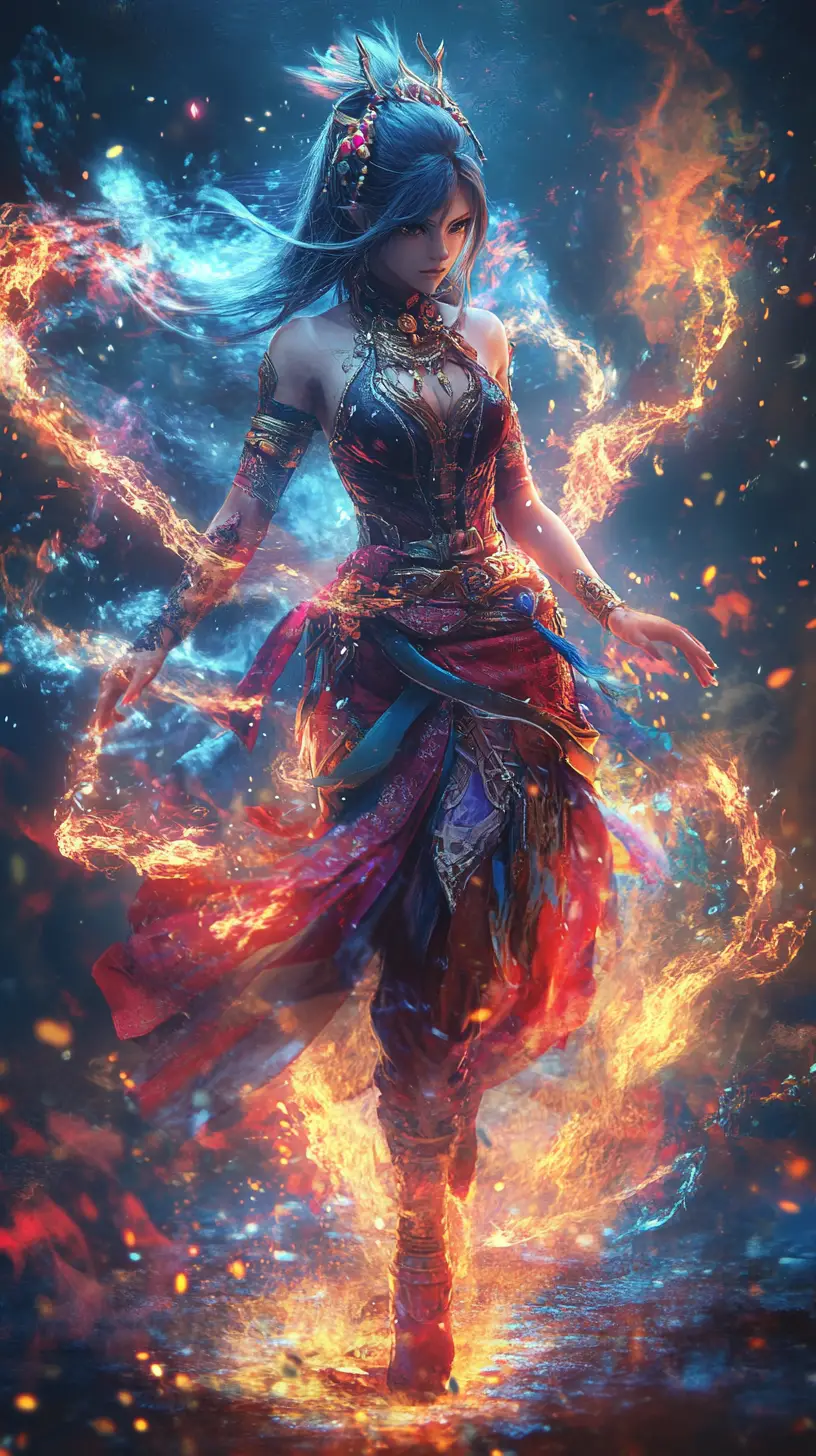 散發神秘業力能量的奇幻女戰士