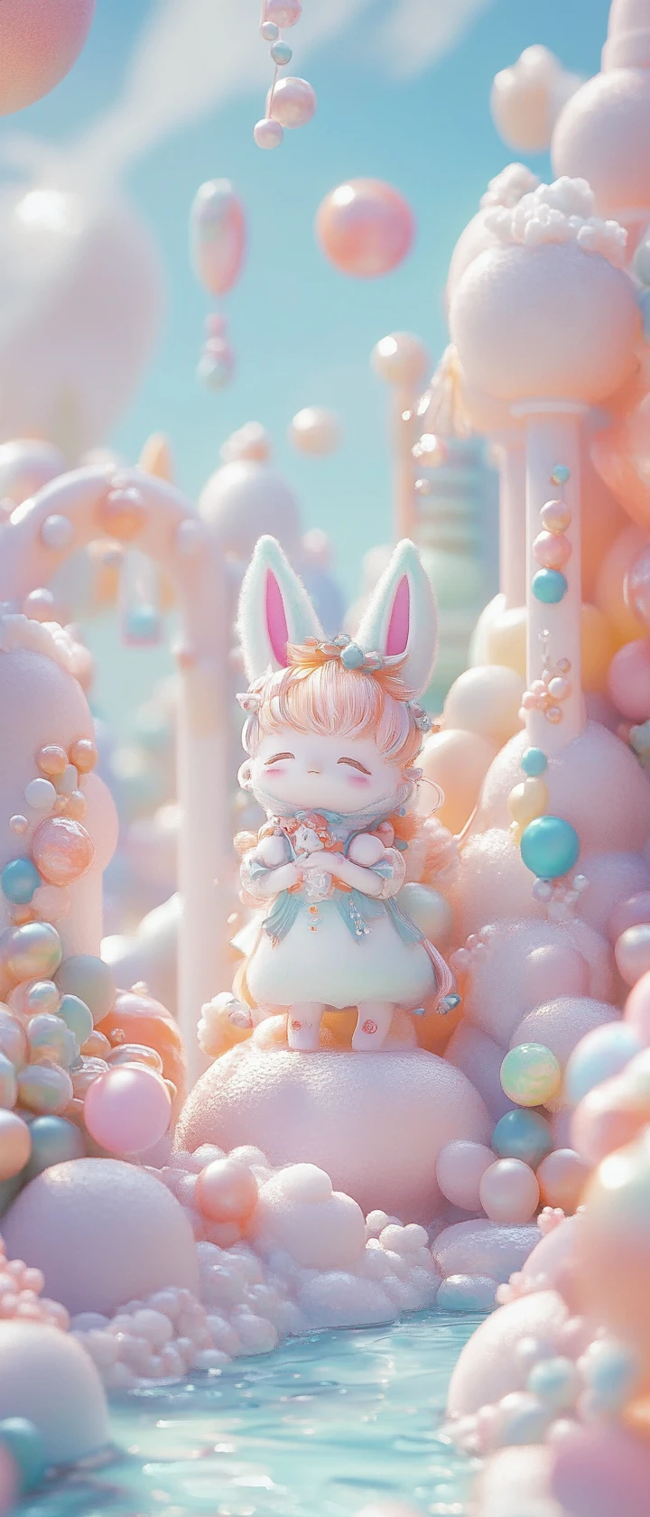 Bunte Anime-Fee in einer verspielten Fantasieszene