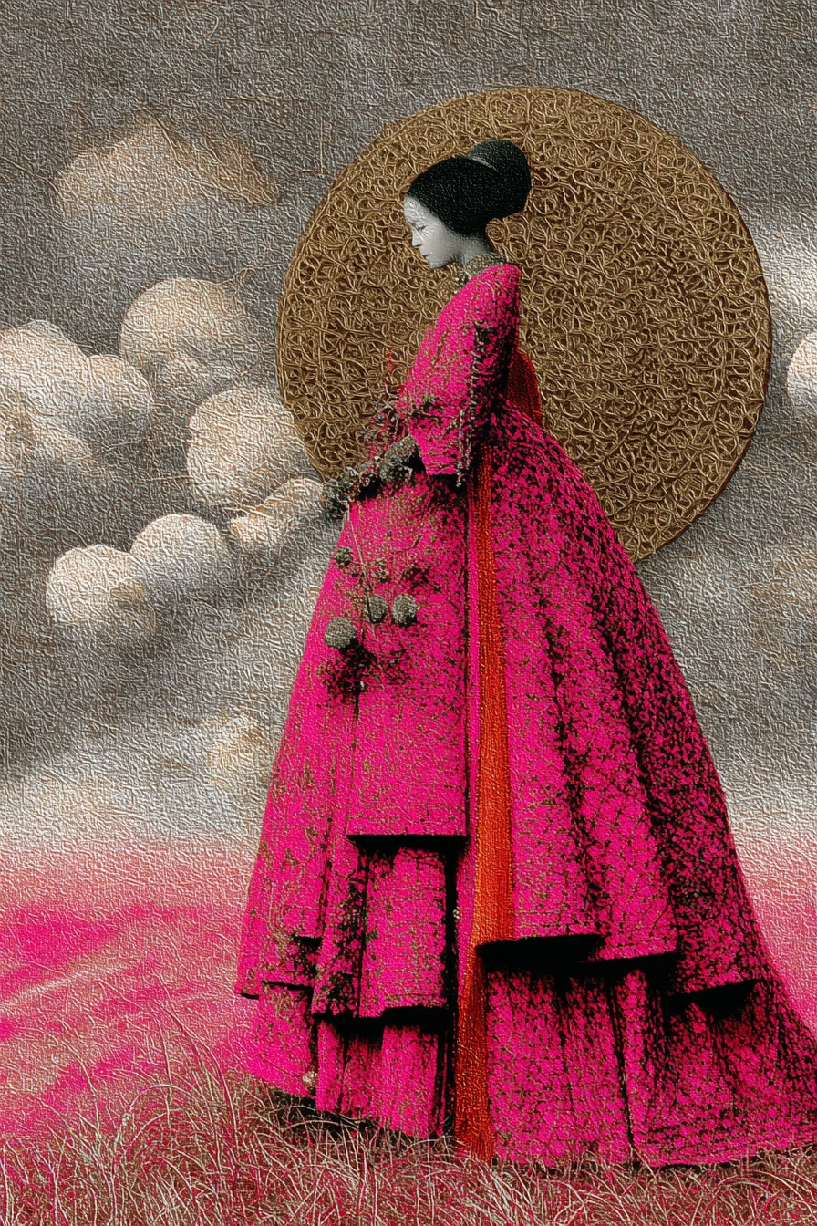 Retrato surreal em colagem da mulher mais bela