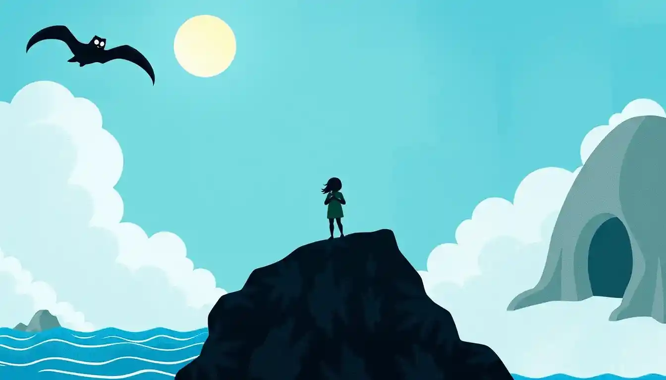 孩童面對黑暗的神祕奇幻場景