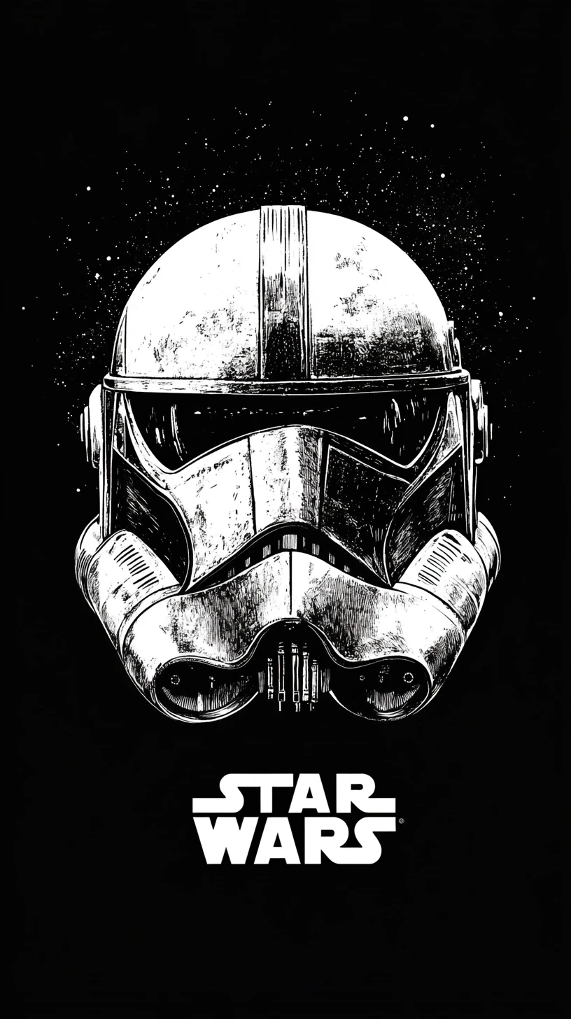 Minimalistisches Schwarz-Weiß-Poster eines Sci-Fi-Raumschiffs
