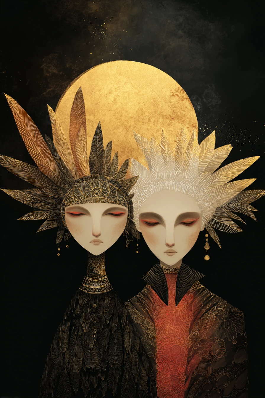Goldener Vollmond mit warmem, romantisch-surrealem Licht