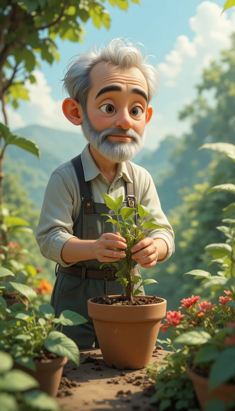 Animated seed growing into a lush seasonal garden