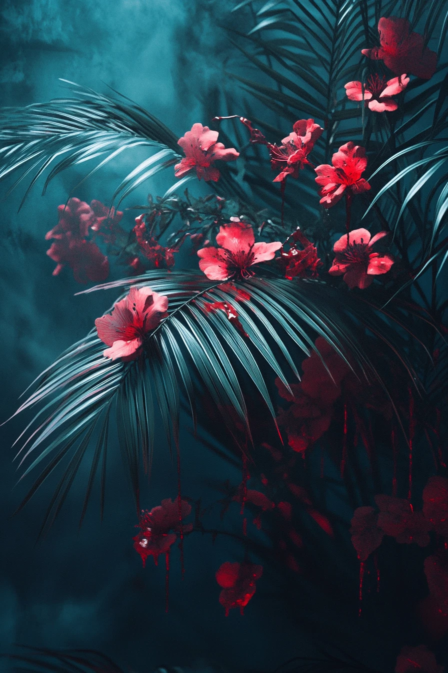 Primo piano di una mano che offre un pericolo silenzioso su sfondo di fiori