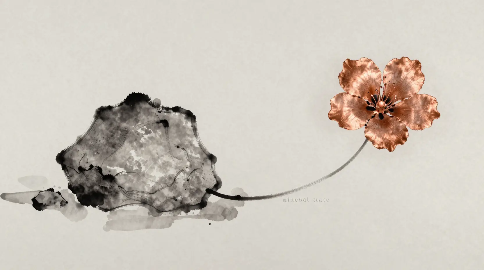 Minimalist ink line tracing the curve of a rock