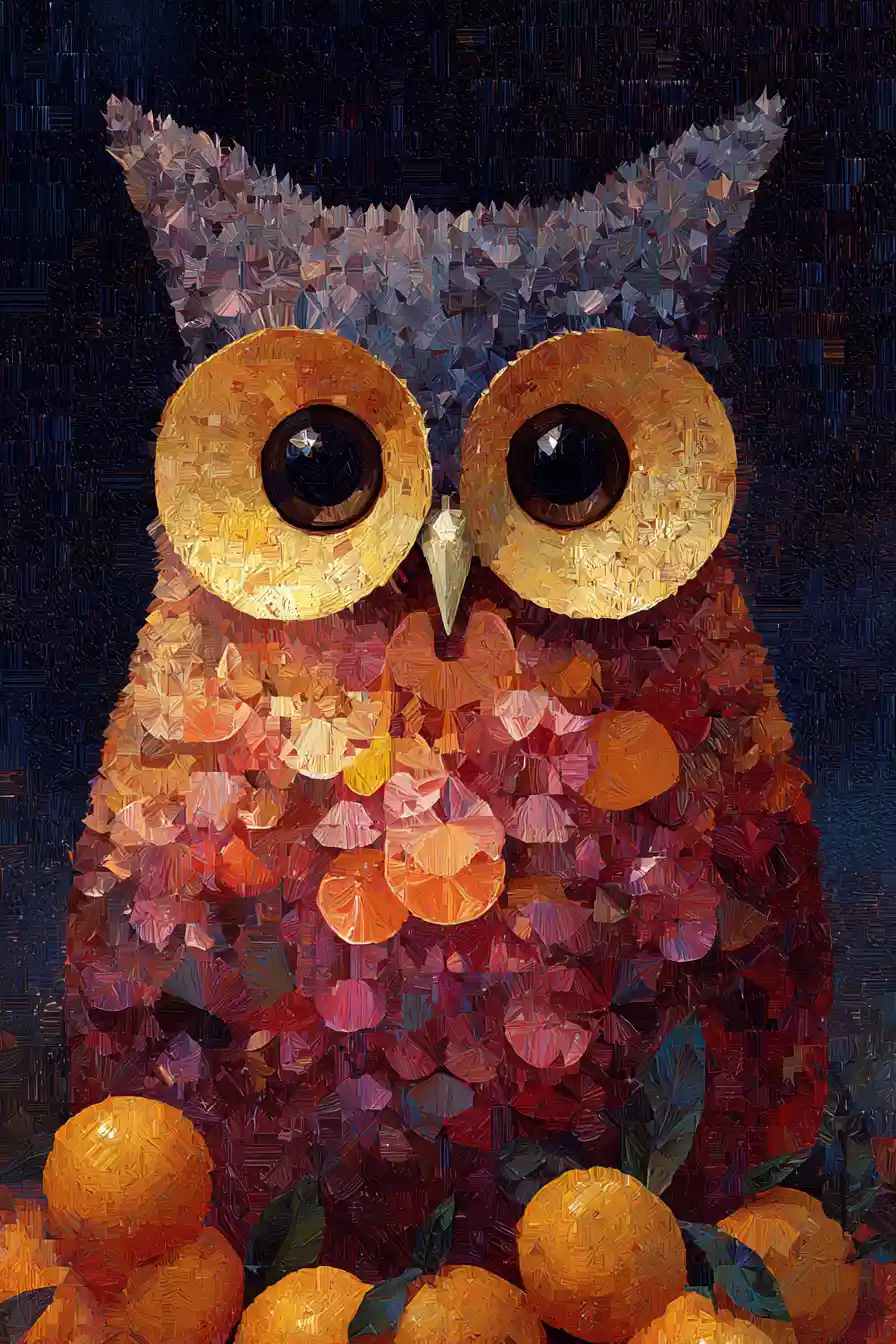 Surreal Owl Illustration Sculpted From Vibrant Oranges