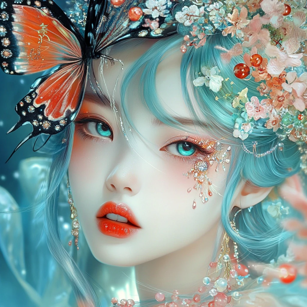 Mulher lúdica em ilustração vibrante inspirada em anime
