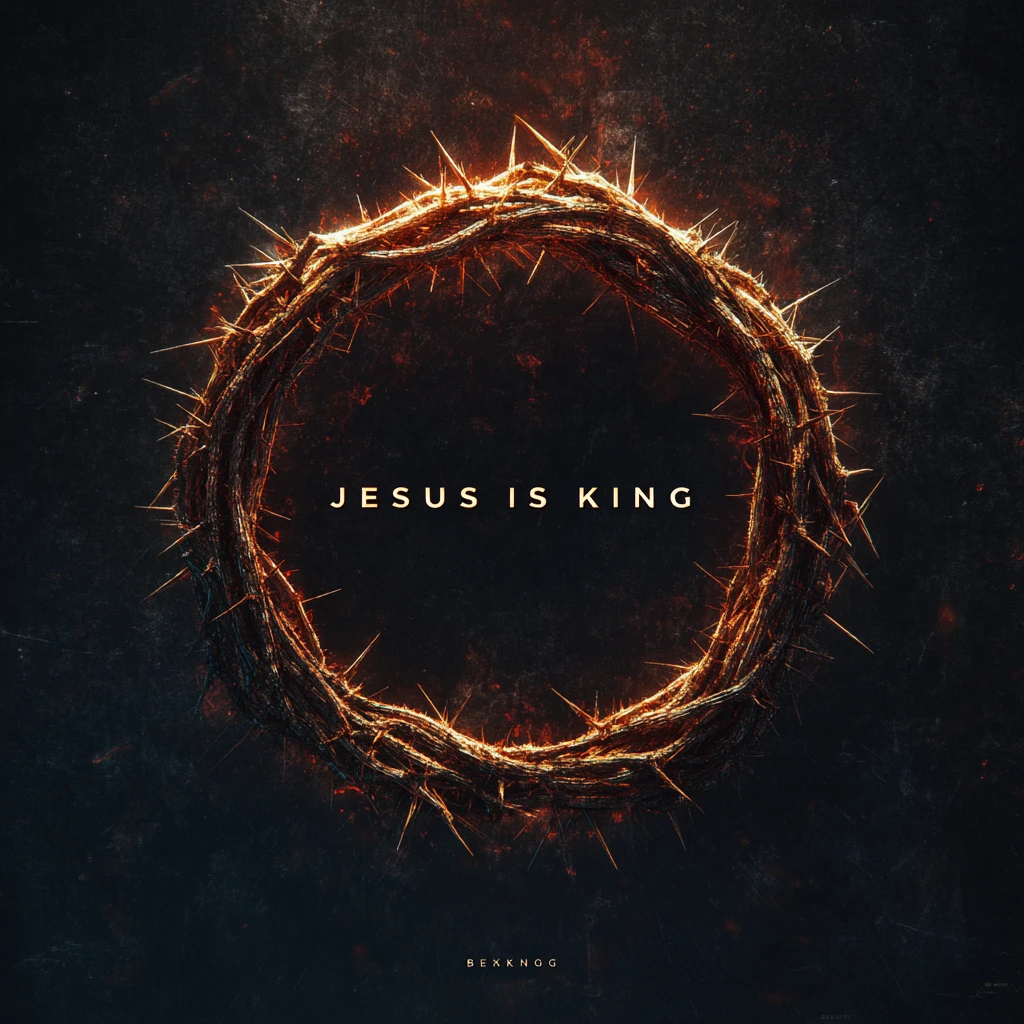 Couronne d’Épines Circulaire avec Texte en Gras JESUS IS KING