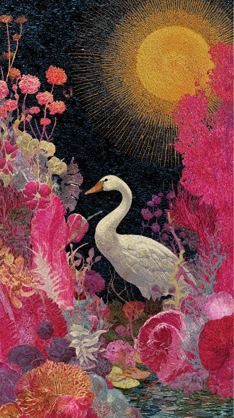 Colagem abstrata surreal em cores vintage brilhantes e oníricas