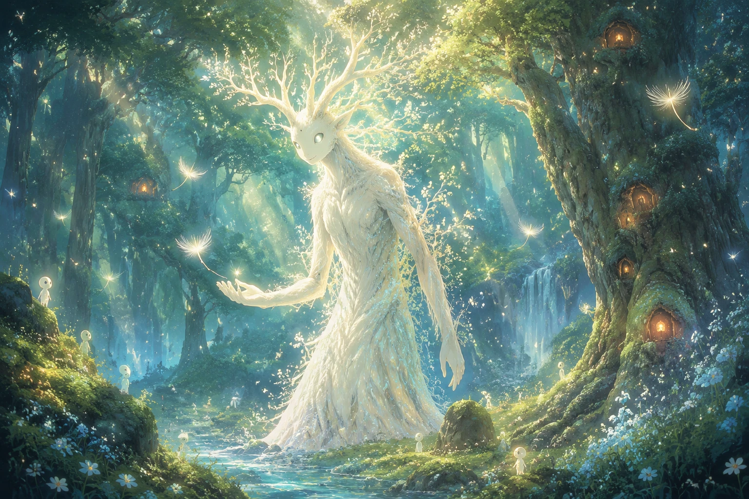 在魔幻森林中柔和發光的靜謐森林精靈