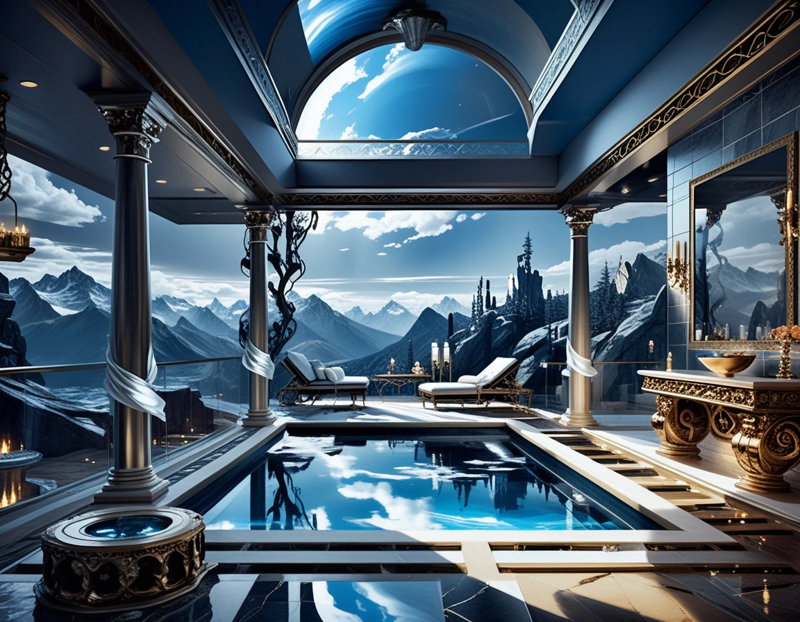 Penthouse de luxe avec piscine à débordement sur un paysage de montagne spectaculaire