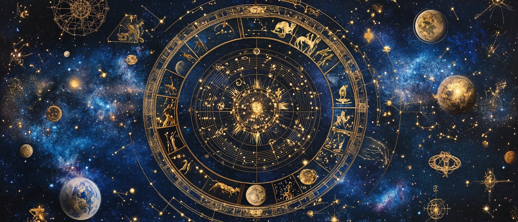 Segni zodiacali in un cielo notturno mistico