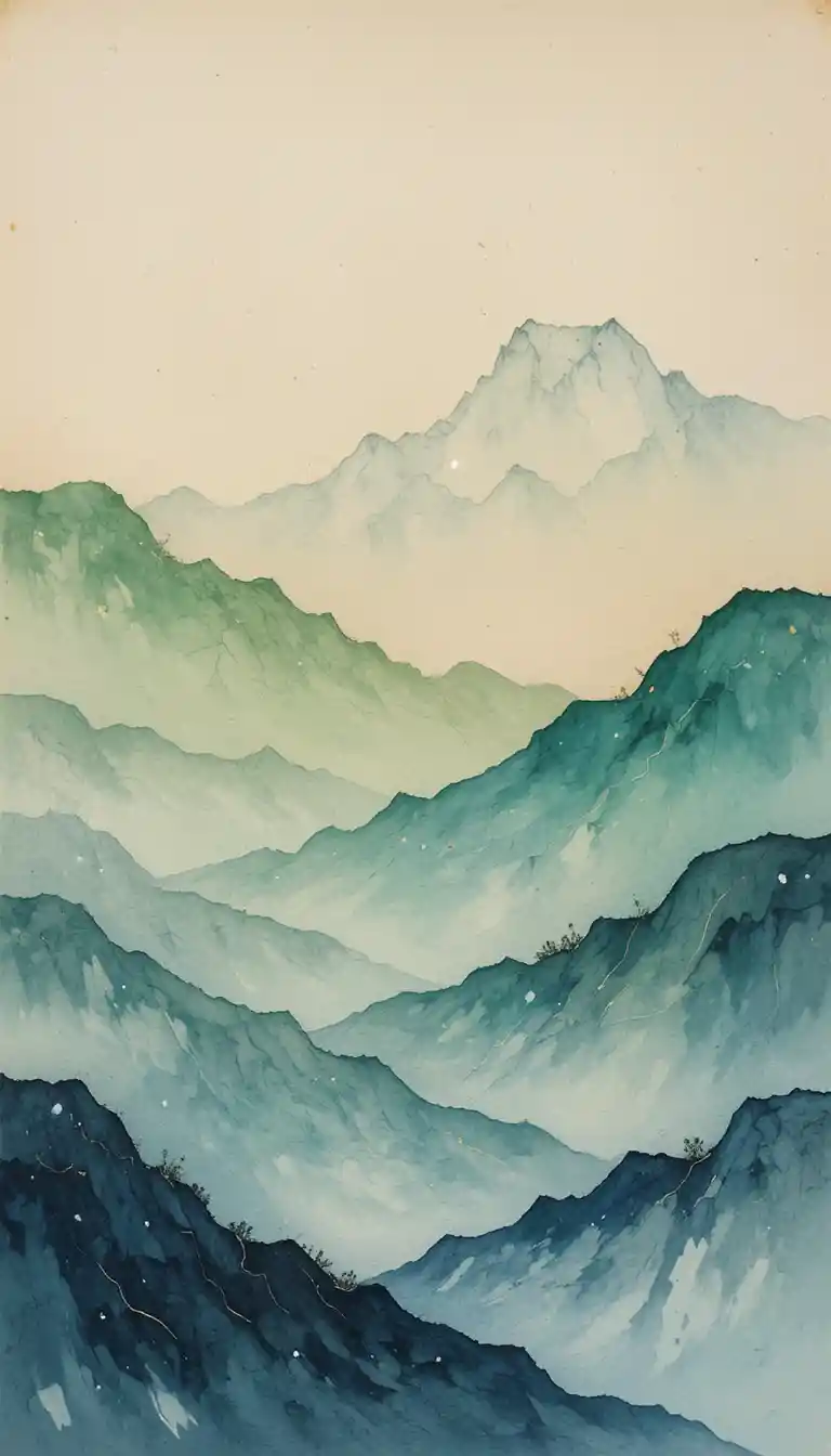 거친 텍스처 종이에 그린 부드러운 파스텔 수채화 풍경