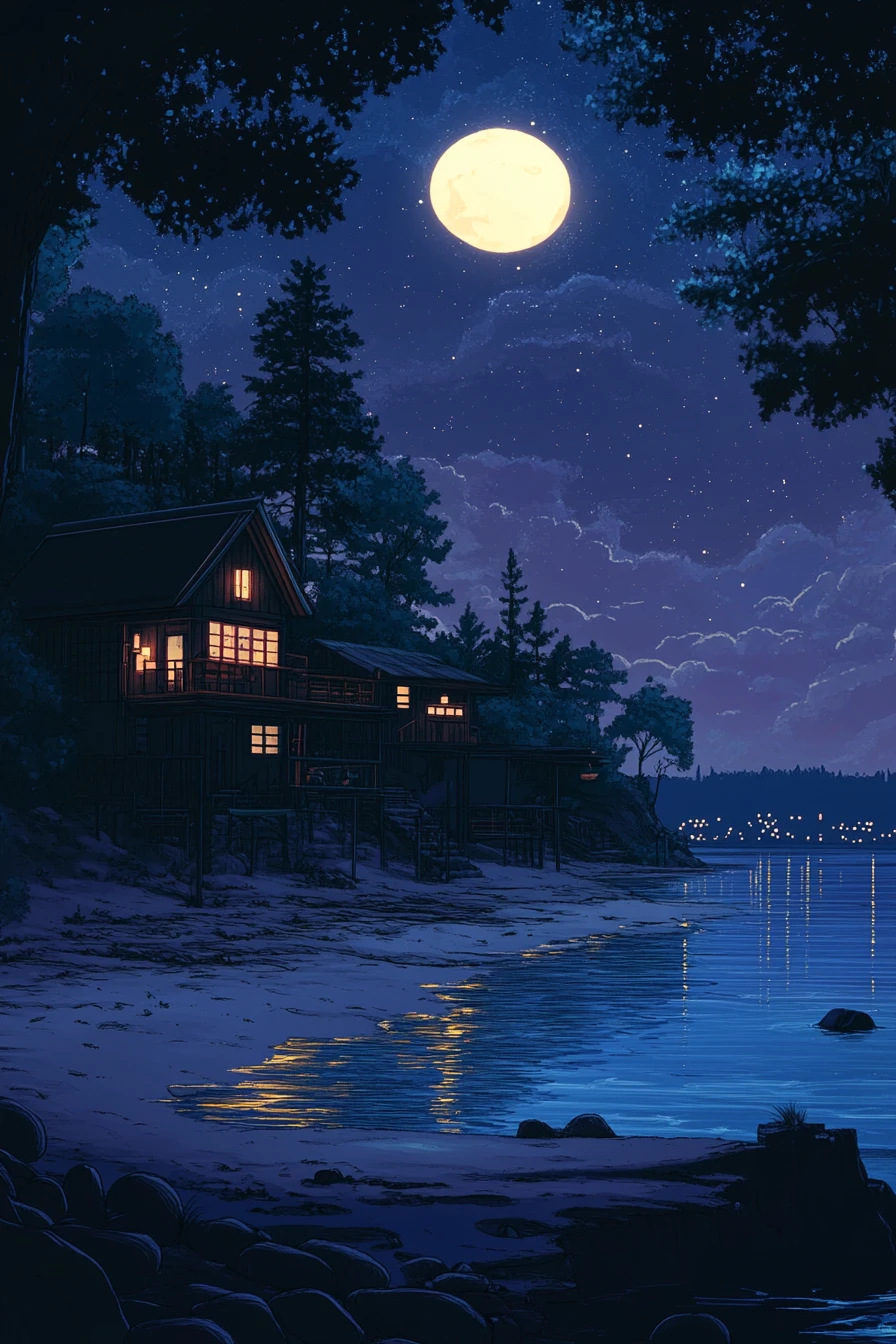 Lagune de minuit à l’atmosphère calme et relaxante