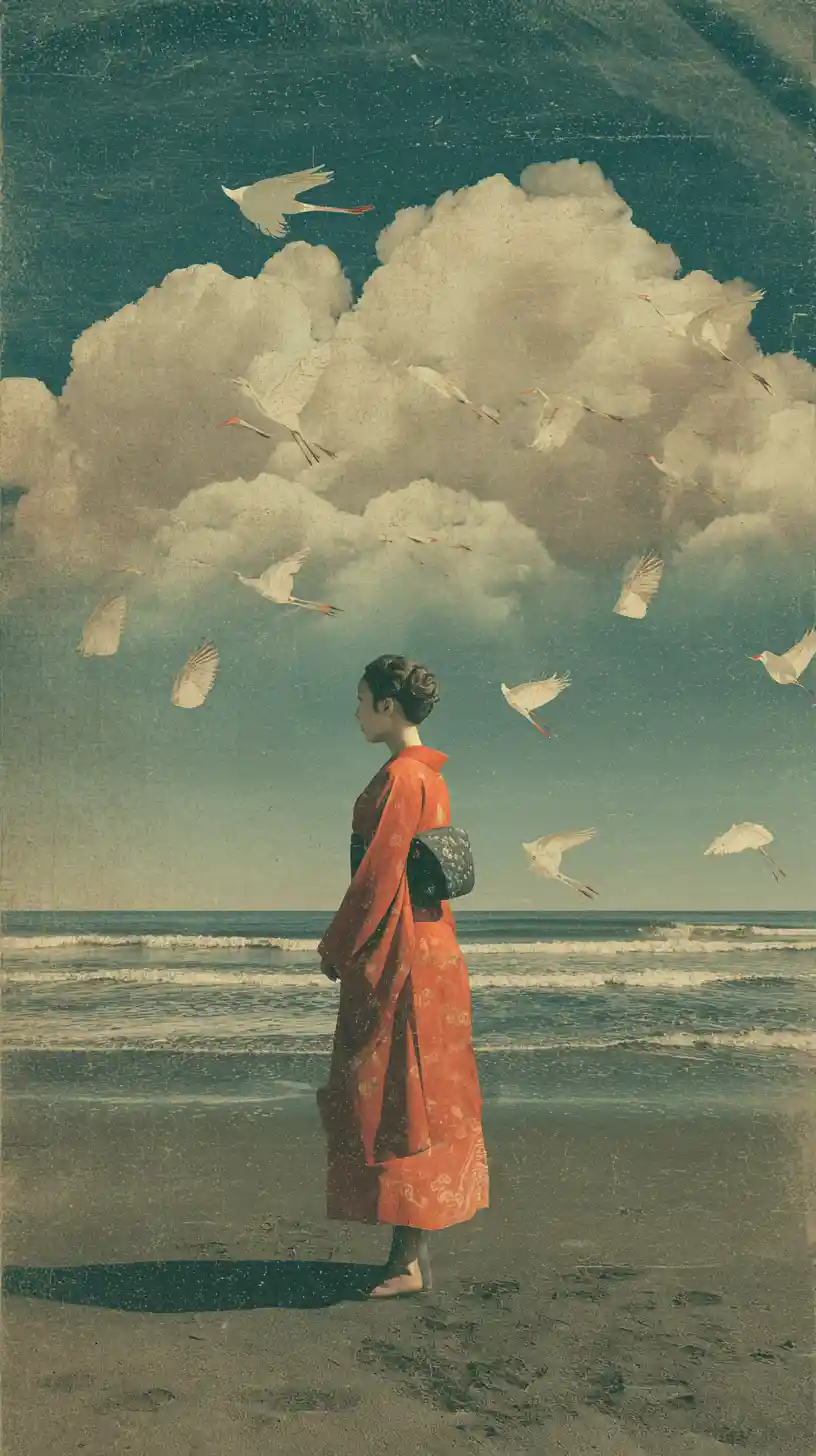 Surreal melancholic canvas in a dreamy minimalist composition