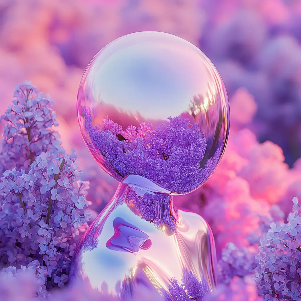 Whimsical metallic fairy standing in bright pastel colors