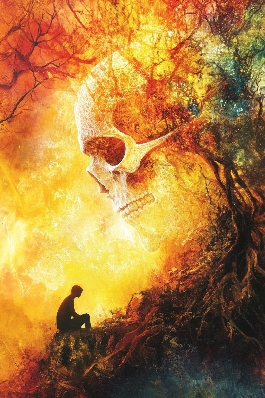 Mystisches spirituelles Gemälde von Geistern im Jenseits