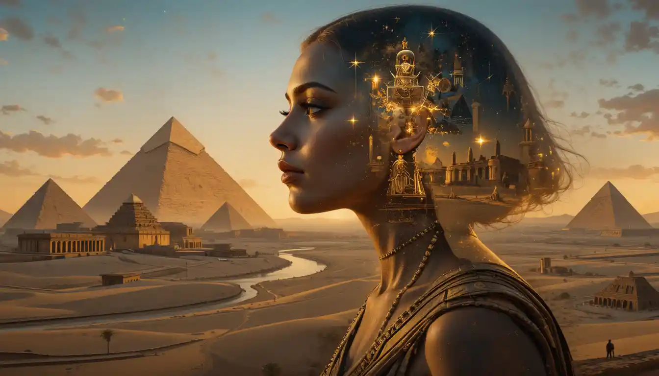 Portrait de prêtresse de l’Égypte antique en peinture mystique à l’impasto