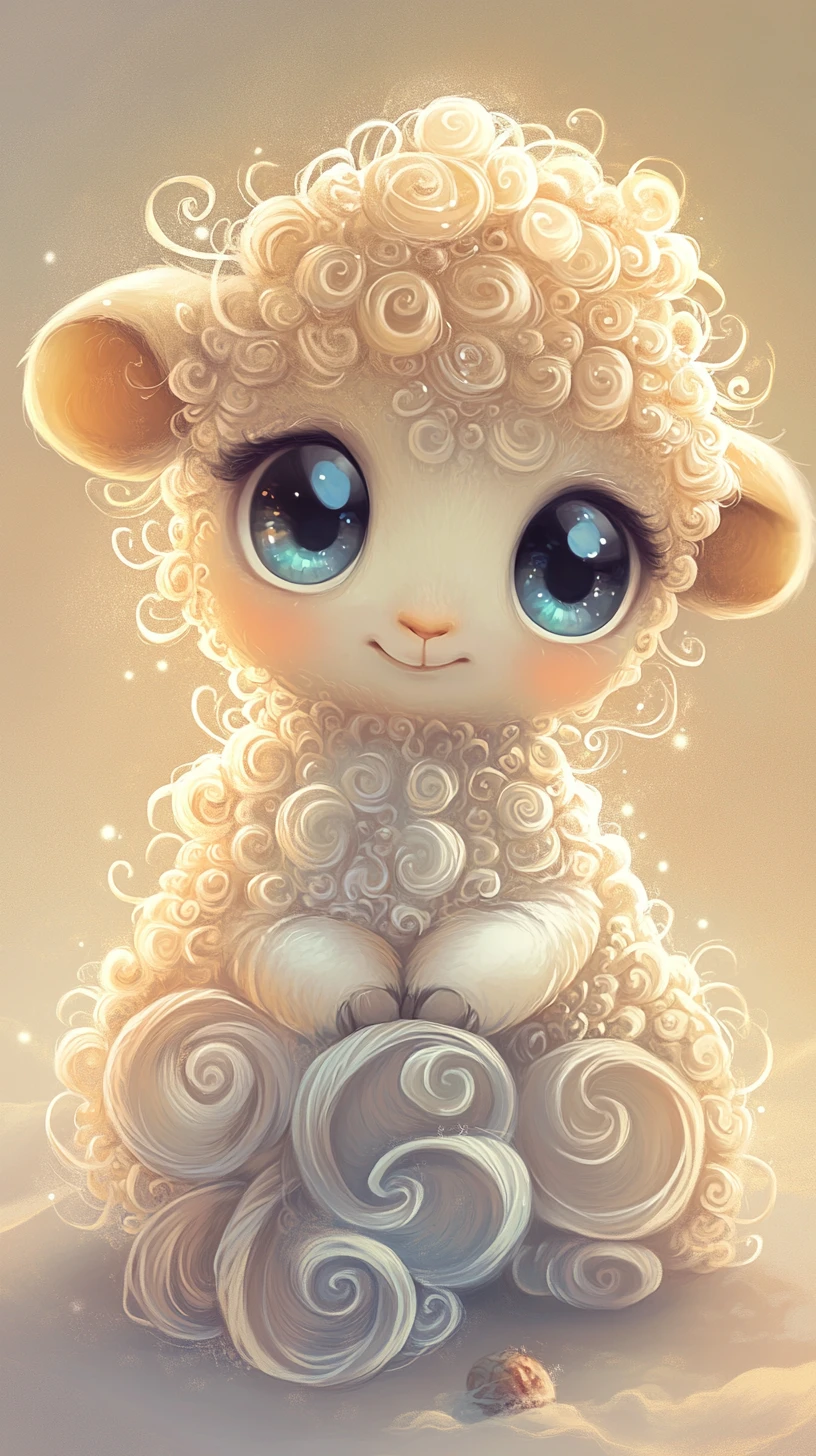 Cute baby animal illustration with soft pastel glow