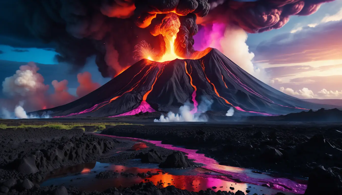 末日風格的外星景觀：爆發火山與奔流熔岩