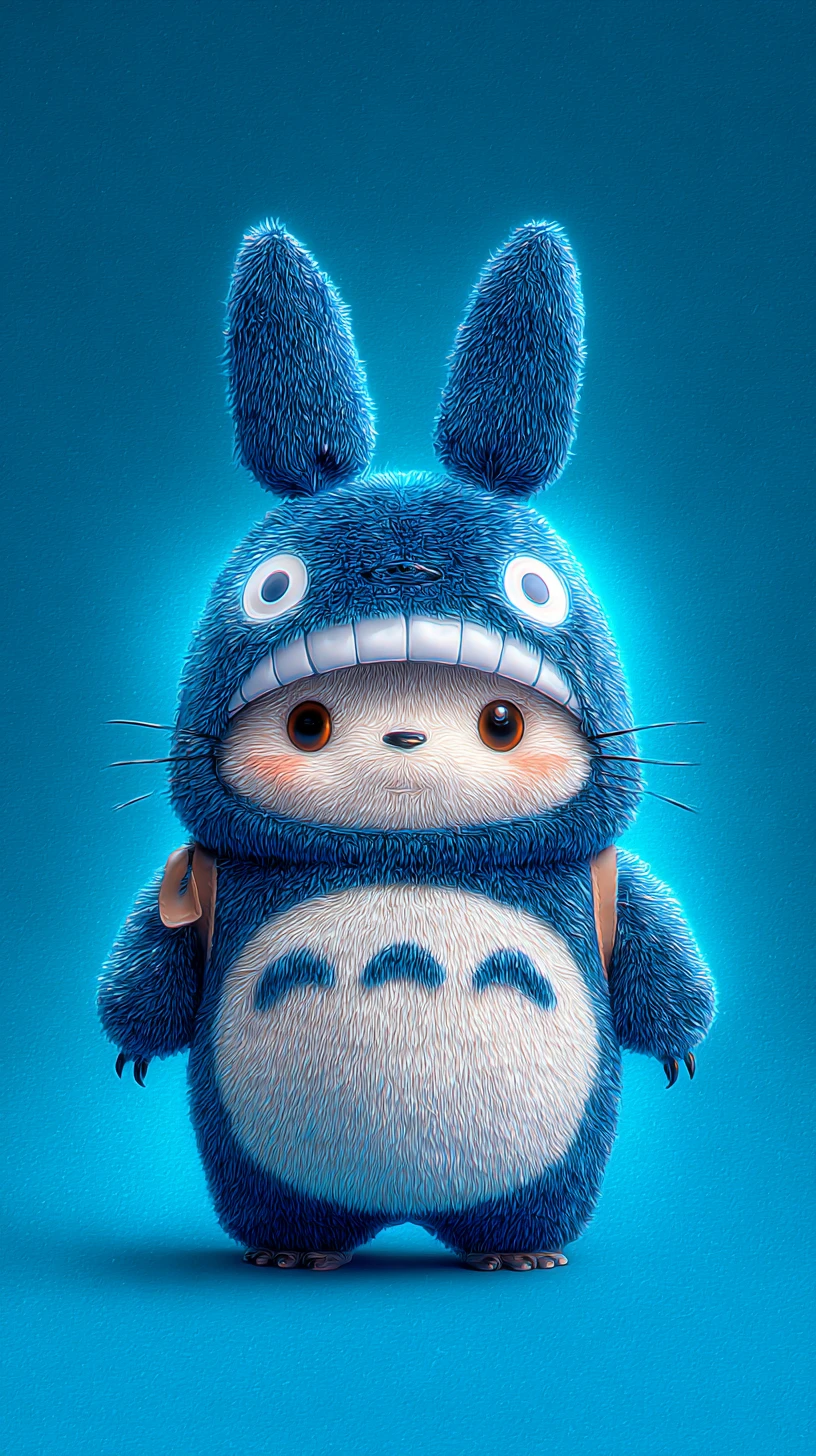 Adorabile creatura anime con un giocoso costume da orca blu