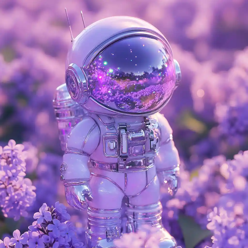 Whimsical metallic fairy standing in bright pastel colors