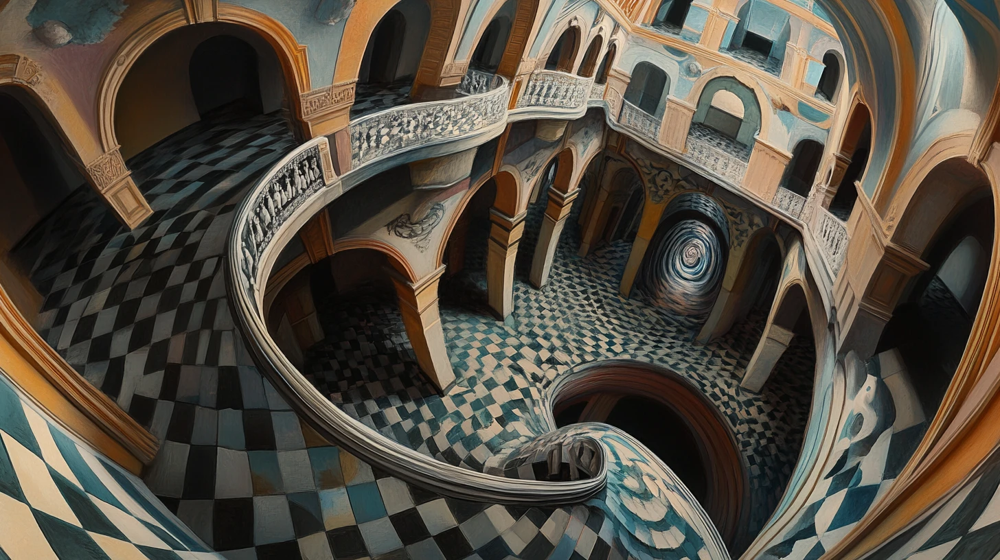 Surreal Labyrinth Of Impossible Dreamlike Architecture