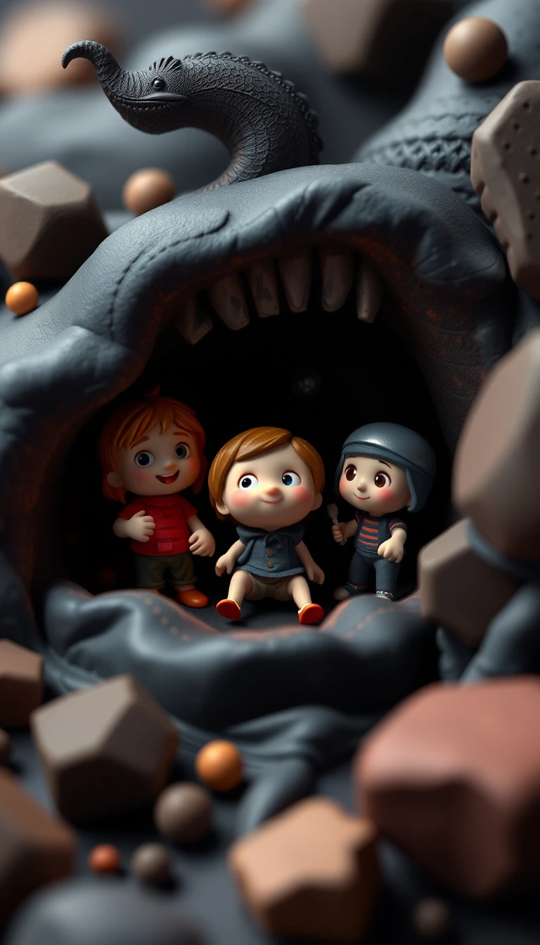 Criança enfrentando a escuridão misteriosa em estilo 3D de massinha