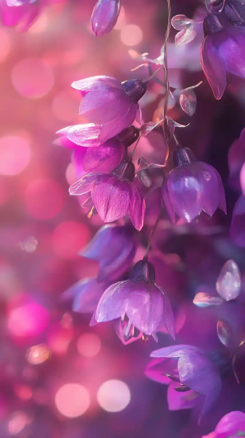 Melancholic Bell Flowers Against Vibrant Abstract Background