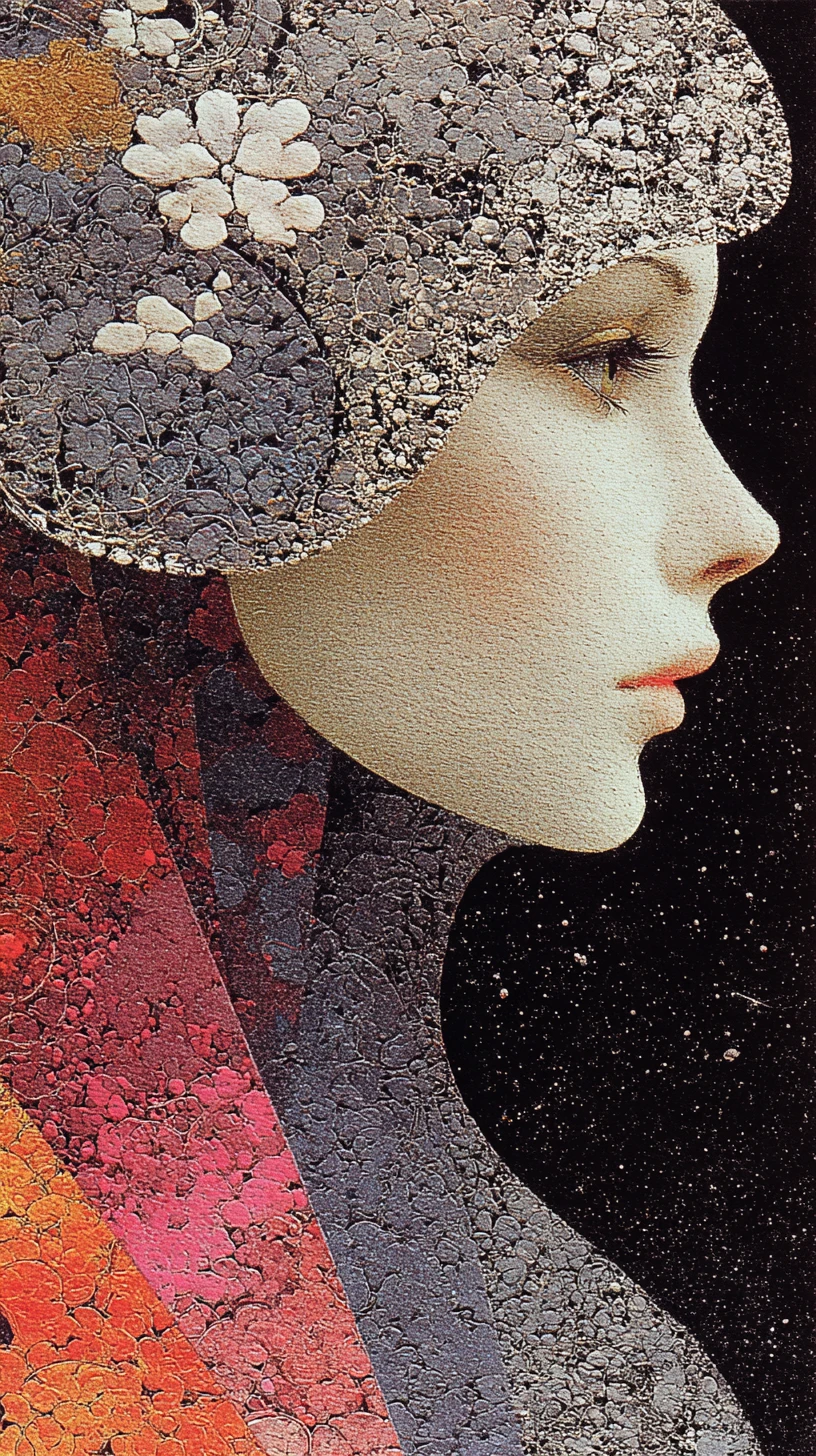 Retrato surreal em colagem da mulher mais bonita