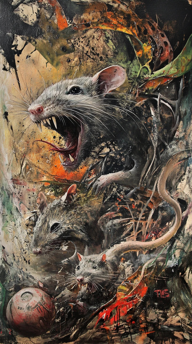 Des rats filant en avant avec des serpents cachés dans l’herbe