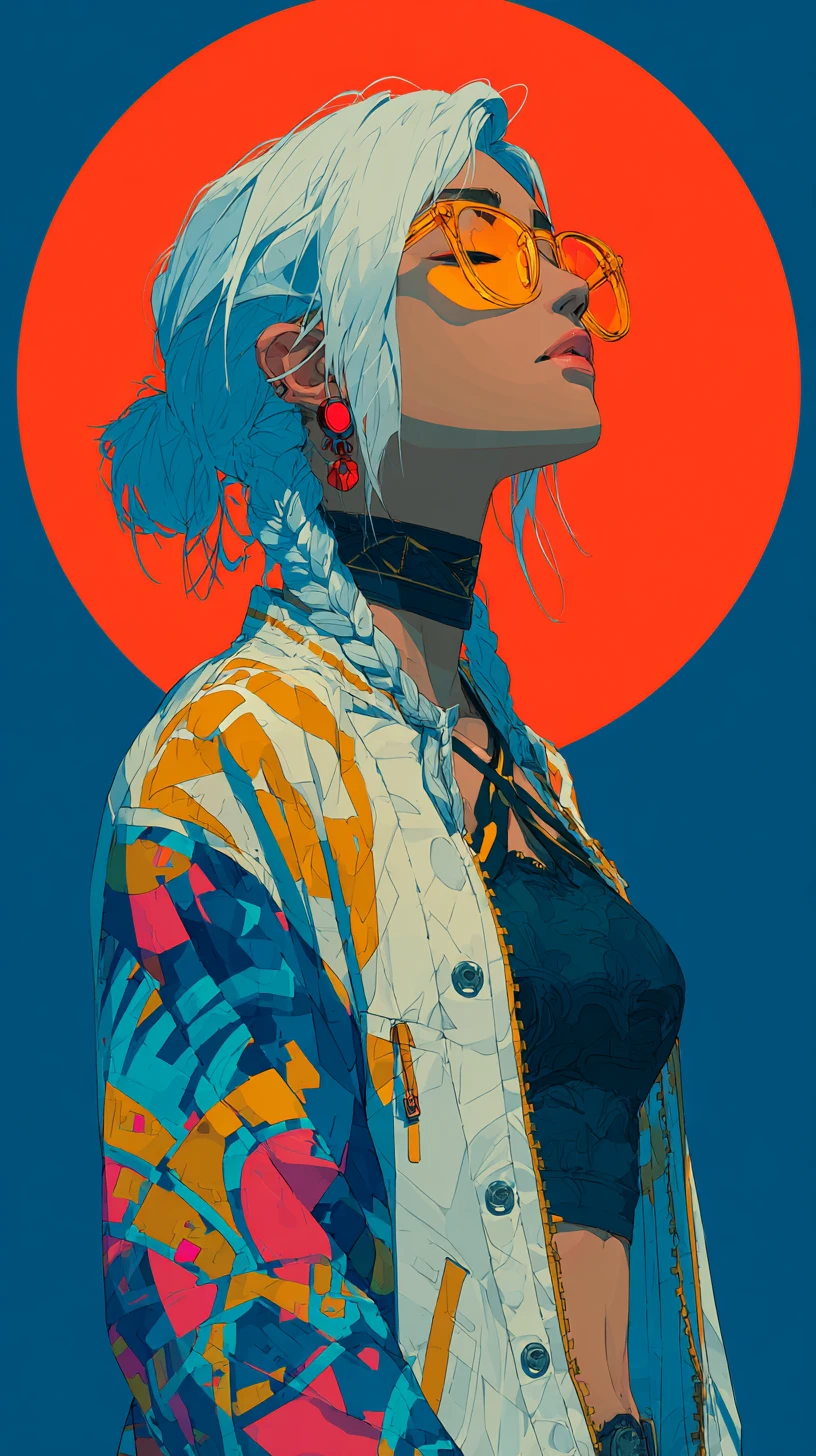 Anime girl in patterned kimono with glowing red circle