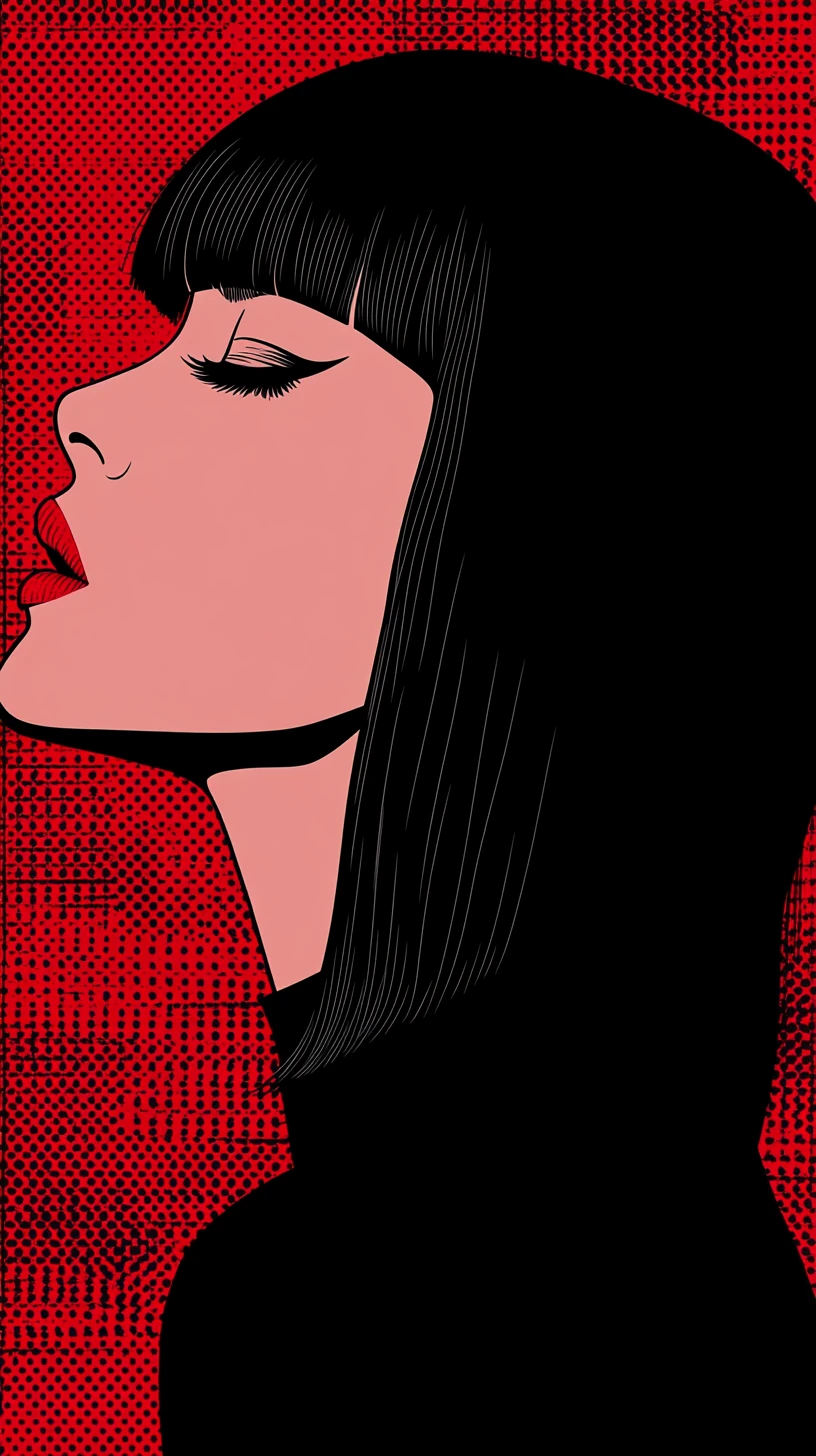 Minimalistisches Pop-Art-Profil einer jungen asiatischen Frau