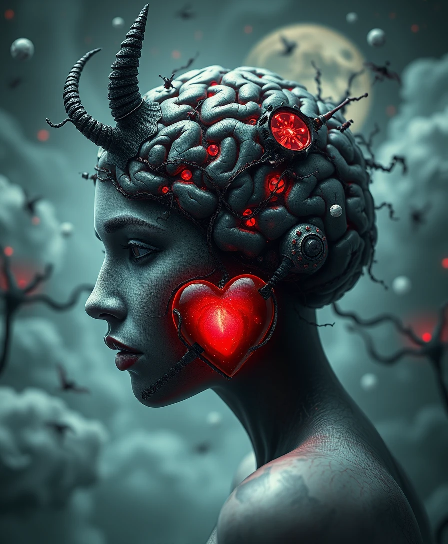 Symbiose surréaliste de succube dans une scène de dark fantasy fantasque