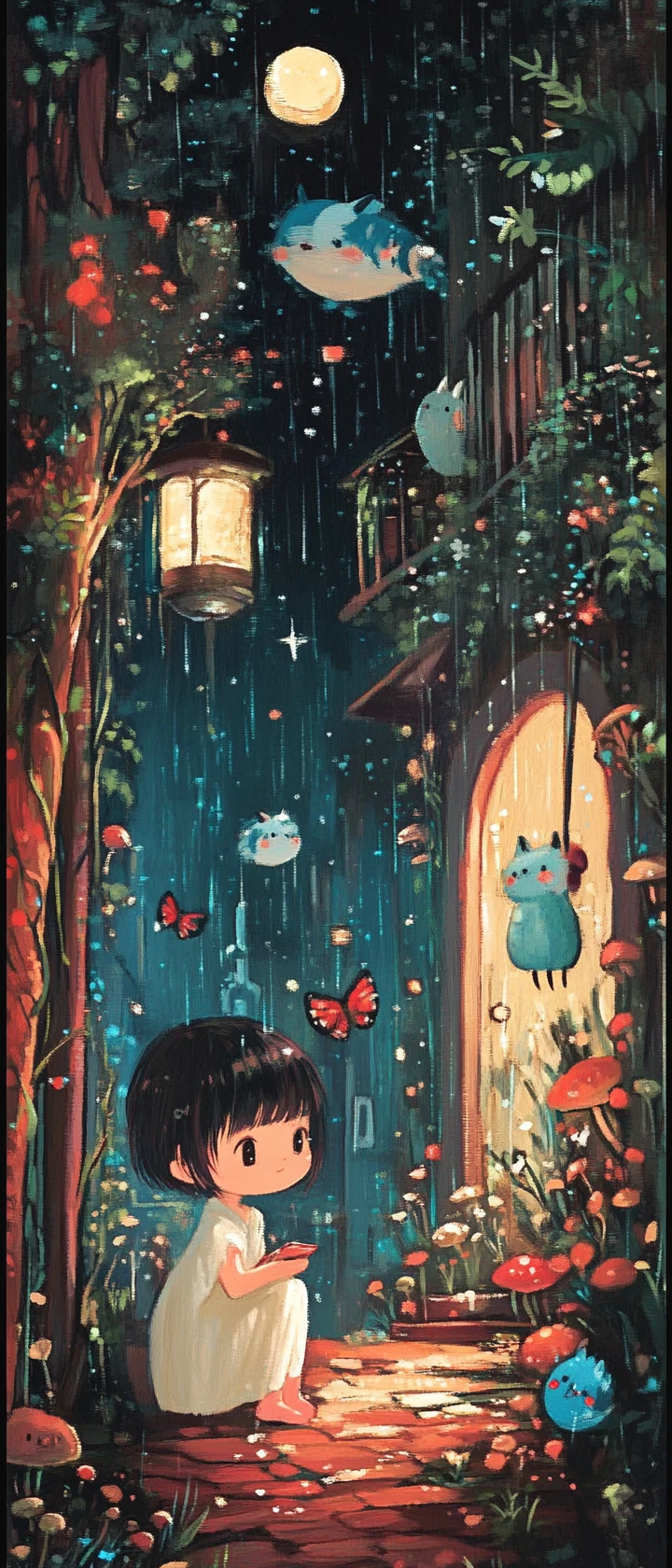 Fille mignonne et enjouée illustrée avec un charme funky et coloré