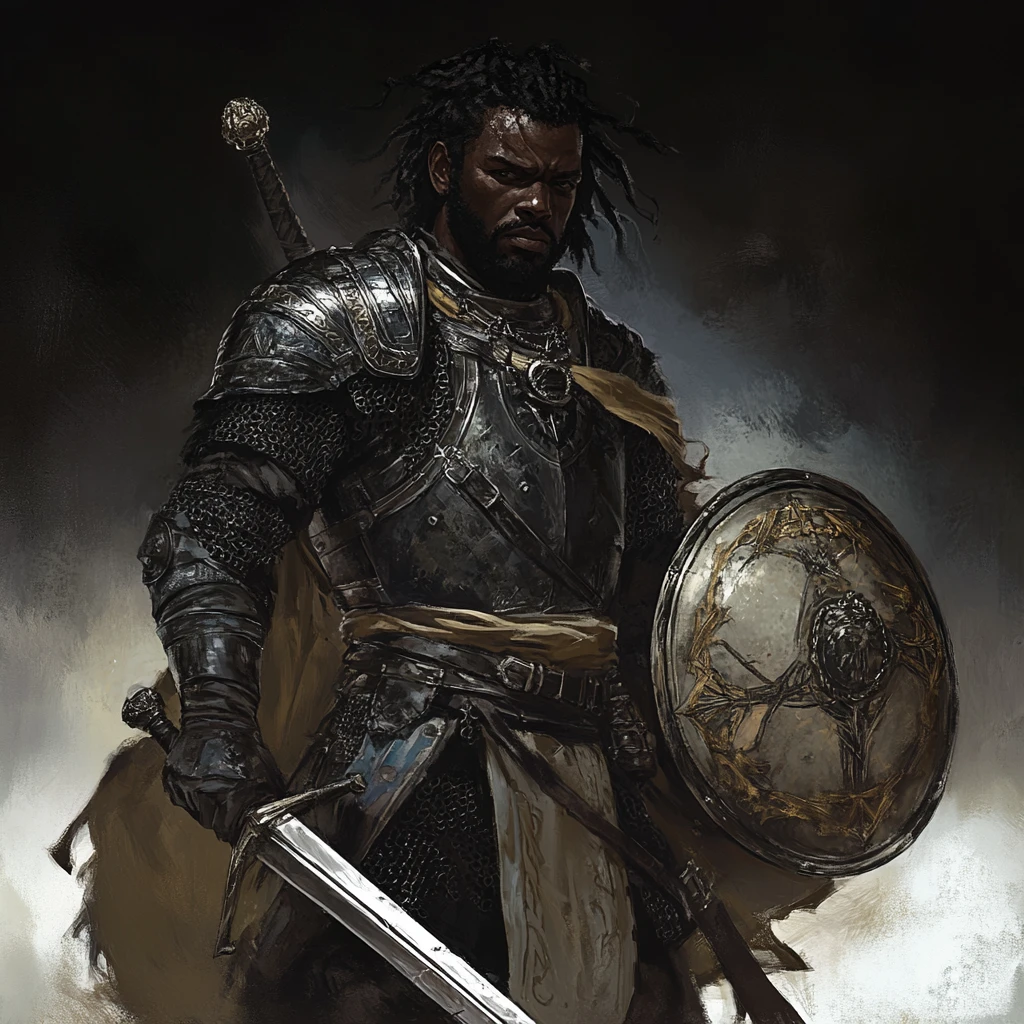 Epischer Fantasy-Ritter mit Schwert und Schild – Porträt
