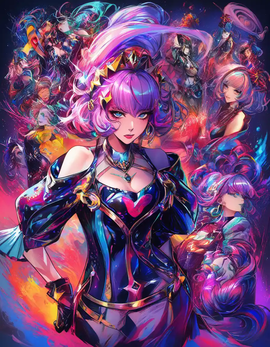 Mulher solar punk em elegante vestido de baile futurista