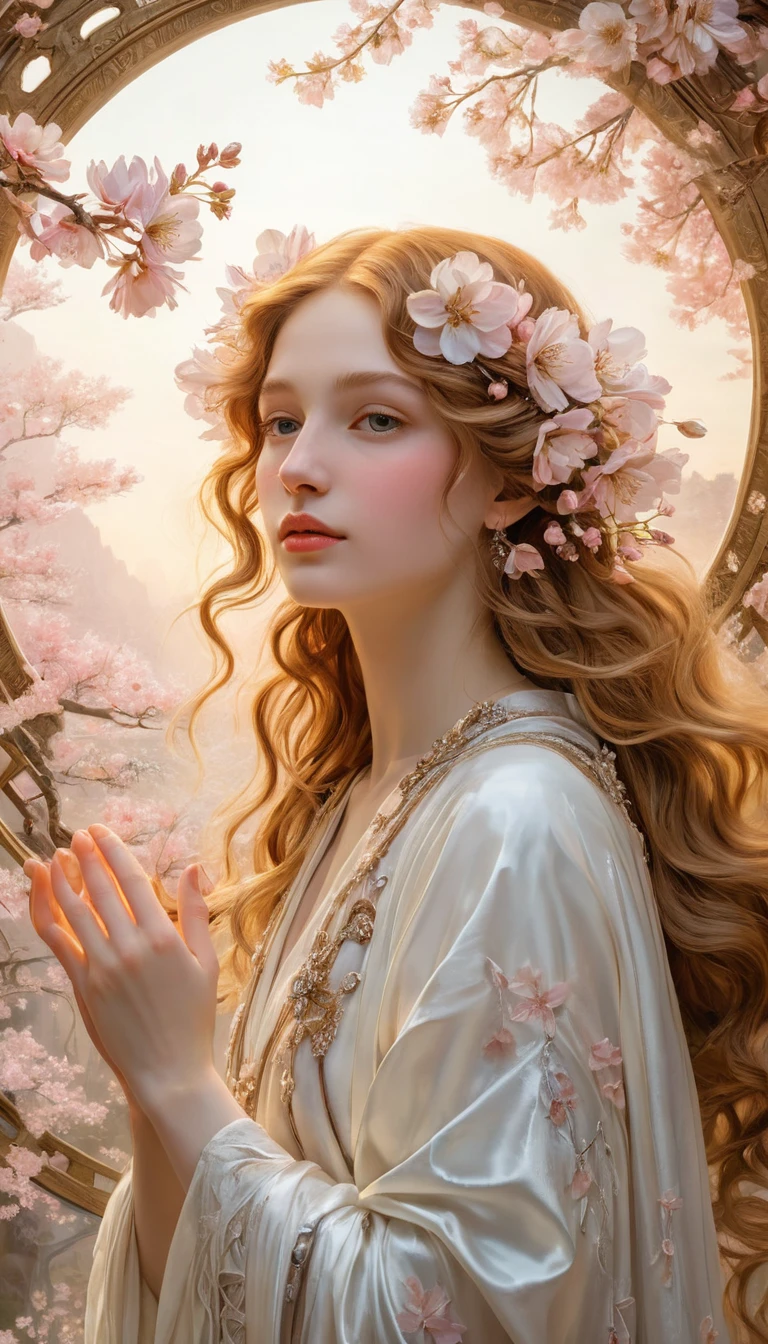 Vision romantique de pur bonheur avec de vives fleurs de cerisier