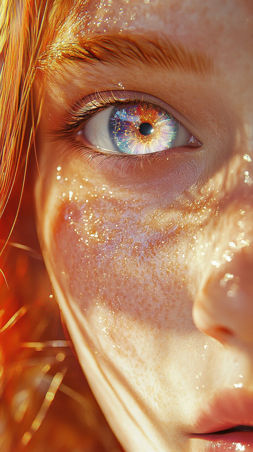 Extreme close up of anime girl with luminous eye