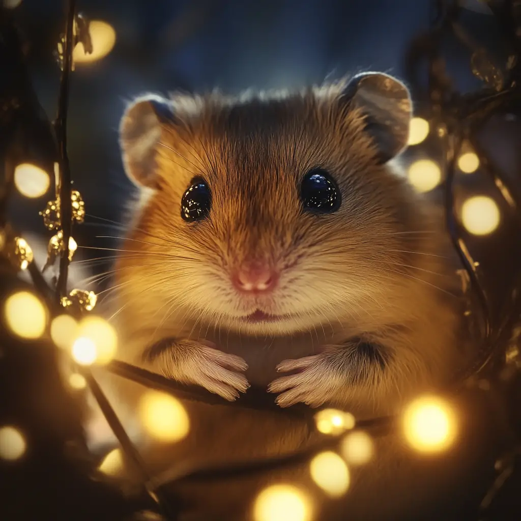 Fotorealistischer schlafender Hamster mit Polizeimütze unter einer Decke
