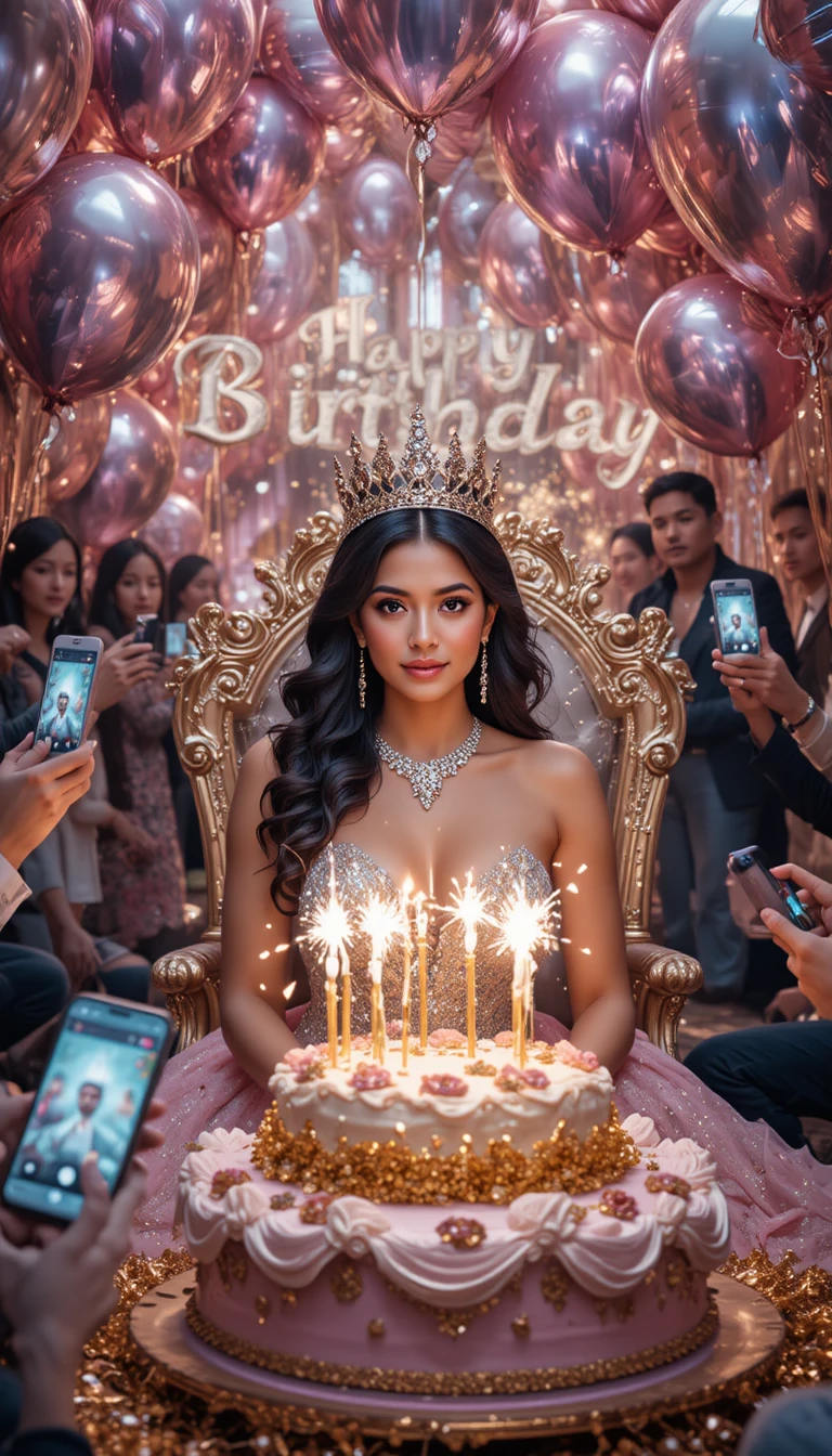 Glamorous Indian woman at over the top birthday party