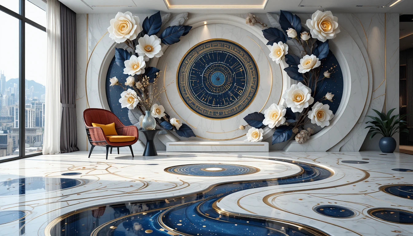 Maison en céramique futuriste dans une oasis urbaine surréaliste