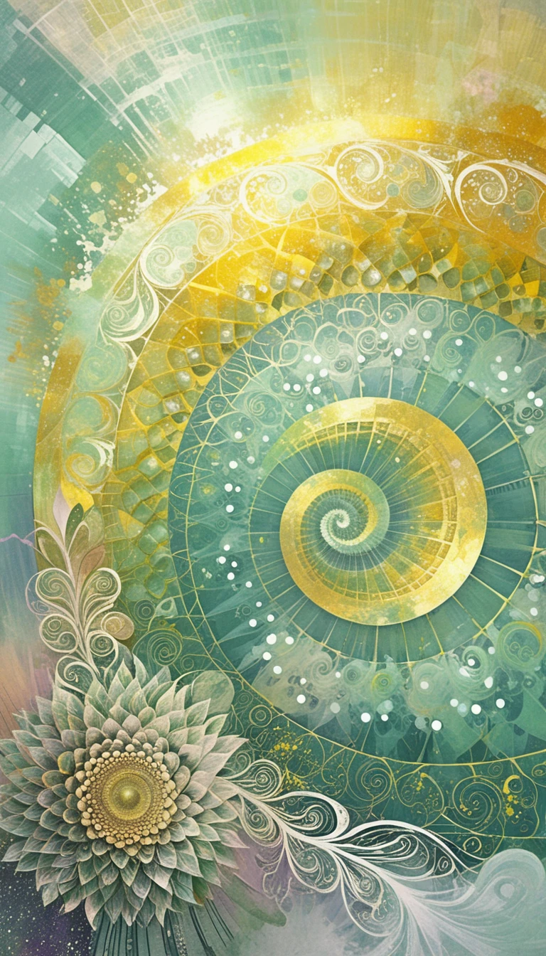 Fiori frattali dorati in una composizione armonica radiante
