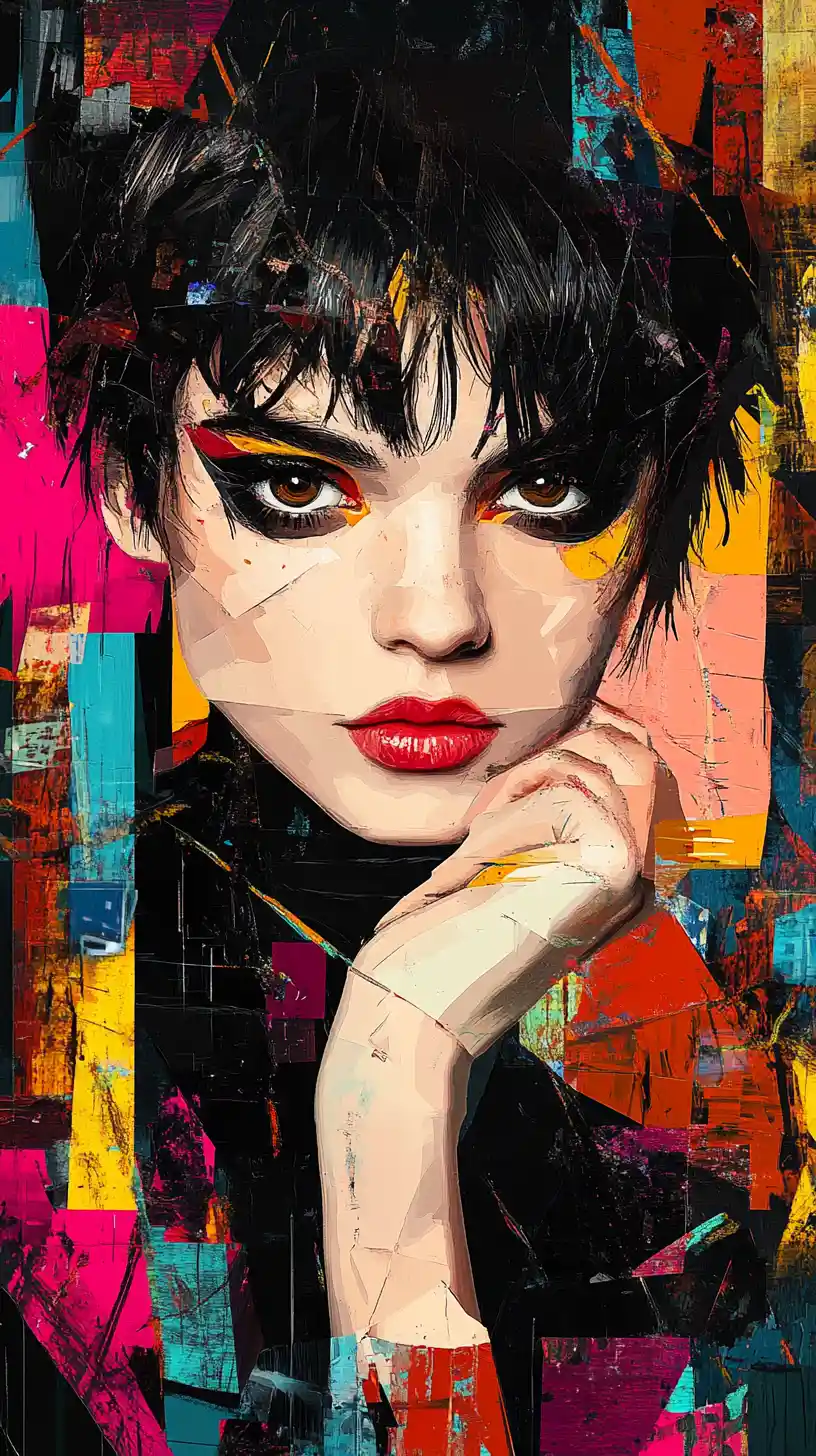Color-Blocking Pop-Art-Porträt einer selbstbewussten Frau