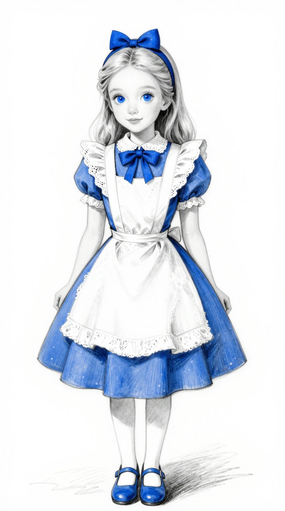 Ritratto Fiabesco di una Giovane Bionda in Blu e Bianco