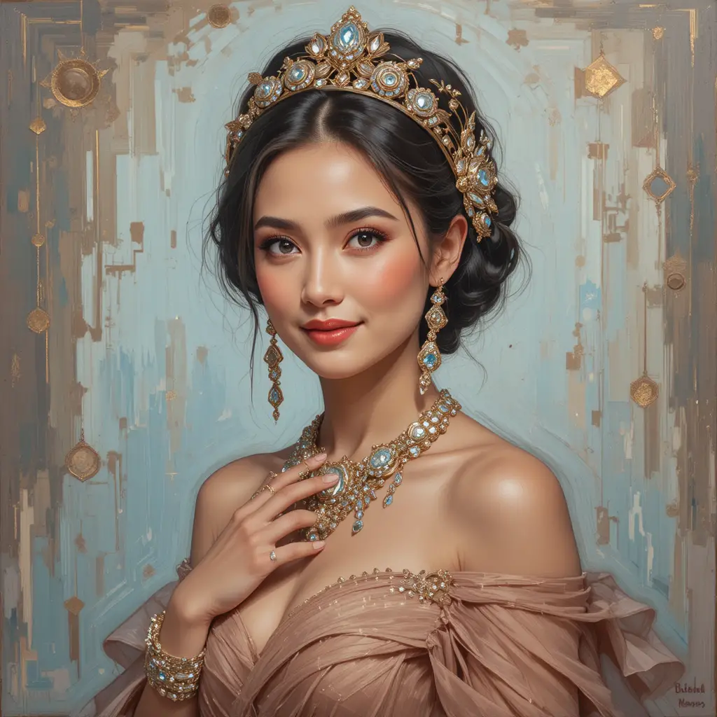 Femme élégante en robe de soirée avec bijoux scintillants