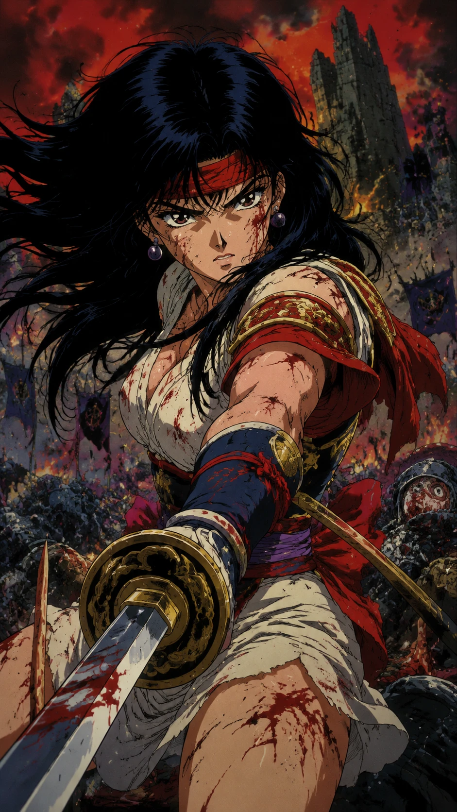 緊張戰場上的動漫女戰士